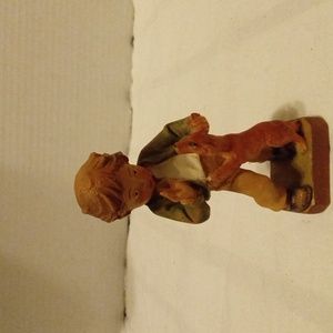 Vintage Arri  Carved Wood Boy & Dog Figurine